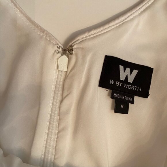 W WORTH DRESS FIT FLARE WHITE SLEEVELESS V-NECK Size 6 SCUBA FABRIC - Picture 10 of 12